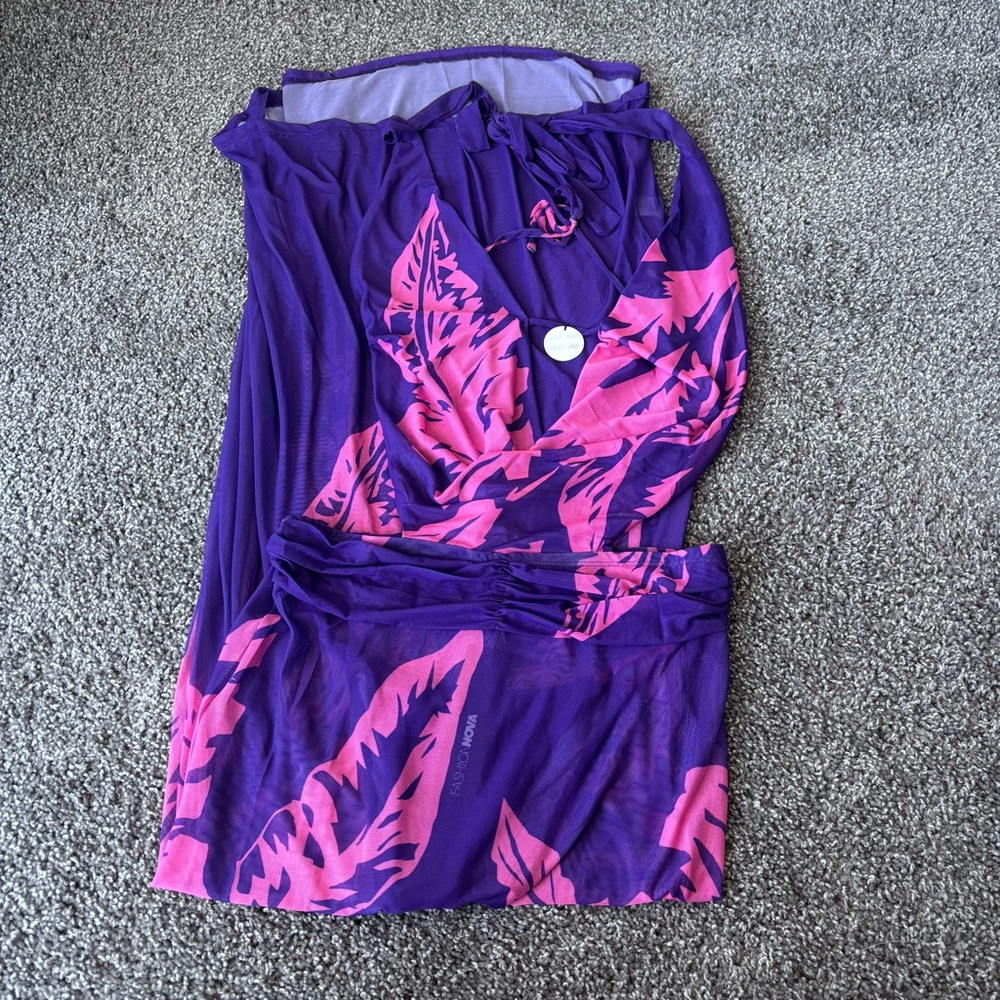 Fashion Nova Mesh Open Back Dress - Picture 2 of 5